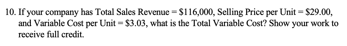 Cost A Cost B Cost C Cost Per Unit 55.00 $ 26.00