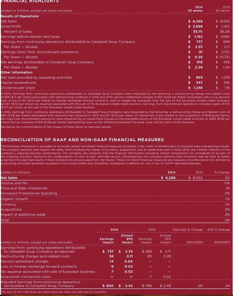 Using data from the Financial Statement, Balance Sheet and Financial Data of