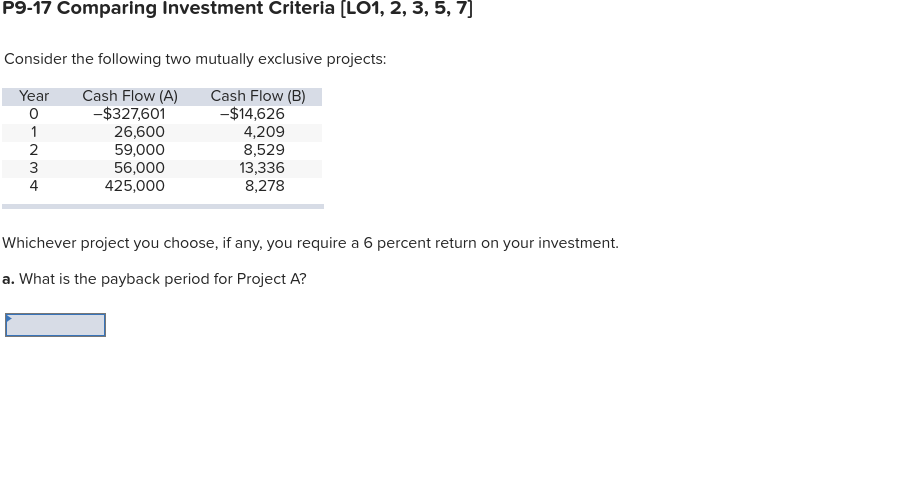 b. What is the payback period for Project B? c. What