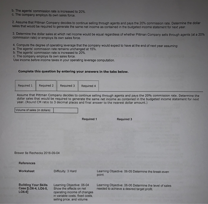 Building Your Skills Case [LO6-4, LO6-5, LO6-6 Pittman Company is a small