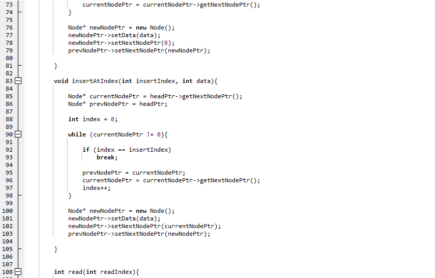 and read(0) functions for a singly linked list respectively, where the '0'