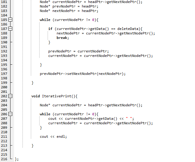 three operations. You are given the code for a singly linked list