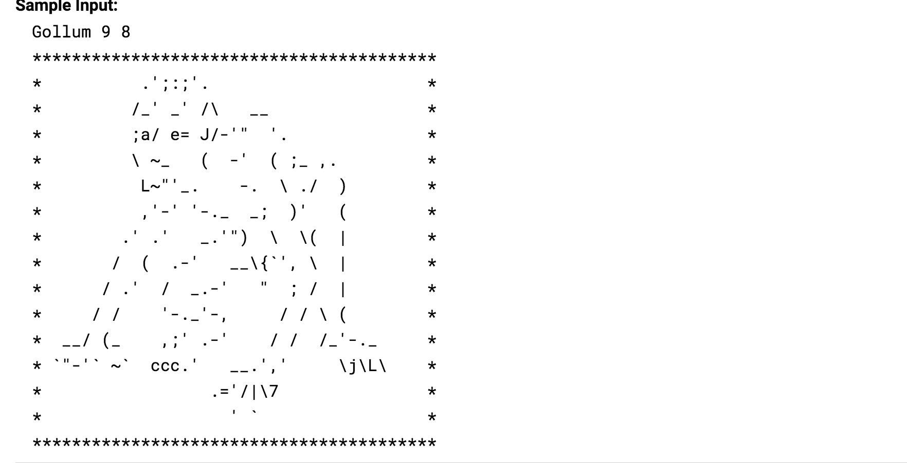 parameter art, two int parameters row and col, and a String parameter