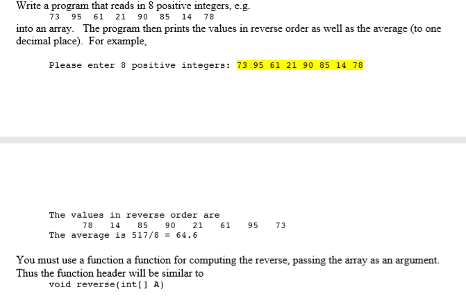 write a java program that writes the reverse order of numbers given