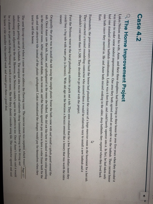  help with question 2 Case 4.2 The Home Improvement Project Lukas