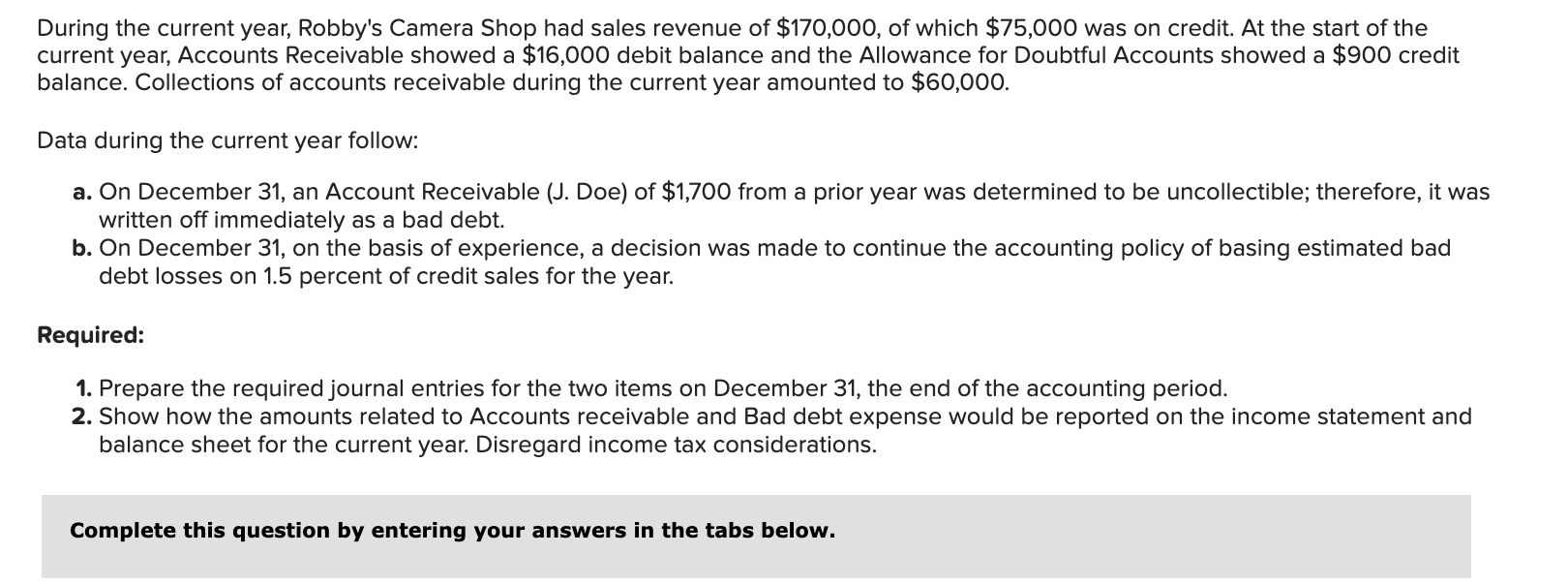 1.Prepare the required journal entries for the two items on December
