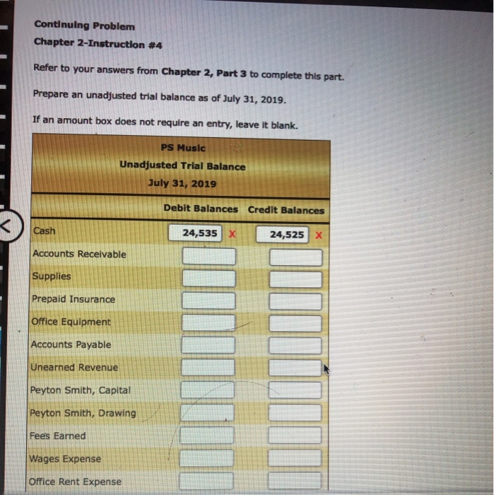  Continuing Problem Chapter 2-Instruction #4 Refer to your answers from Chapter