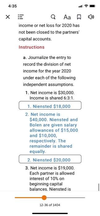 iii Q Aa P12.2A Financial Statement (LO 2) At the end of