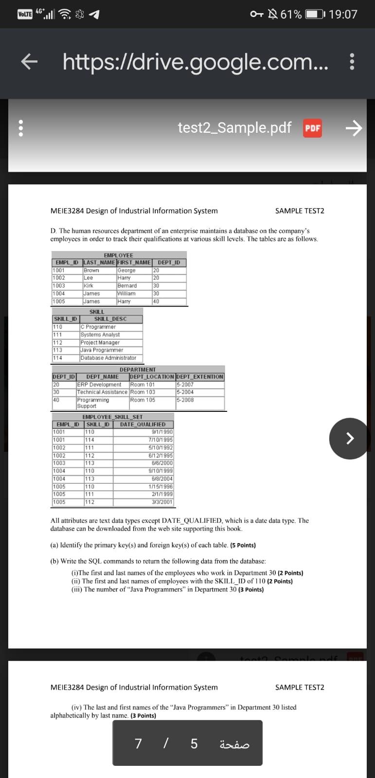  4G VOLTE ON 61% 11 19:07 https://drive.google.com... : : test2_Sample.pdf PDF