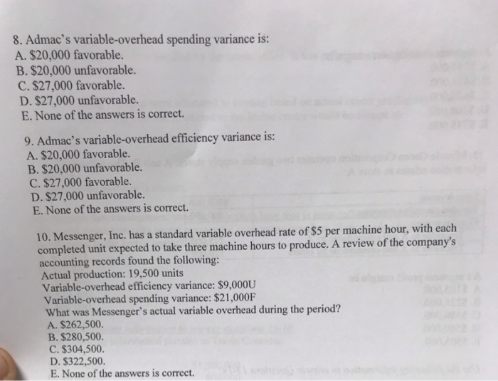 machine hour, and cach unit produced has a standard time allowed of