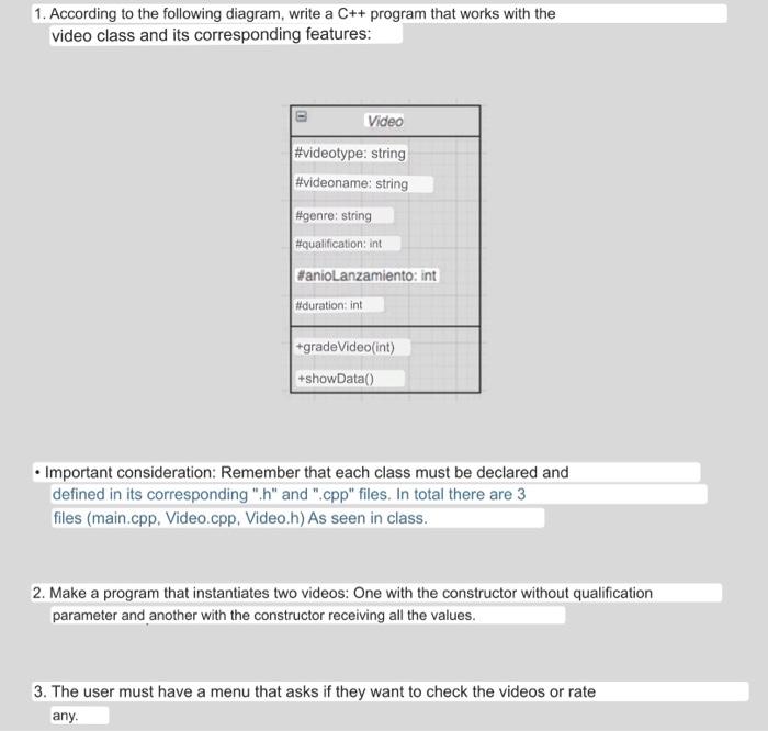  1. According to the following diagram, write a C++ program that