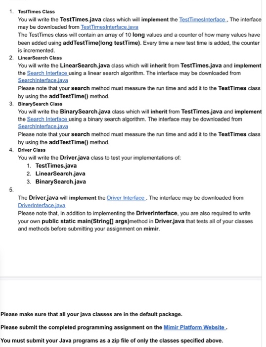  1. Test Times Class You will write the TestTimes.java class which