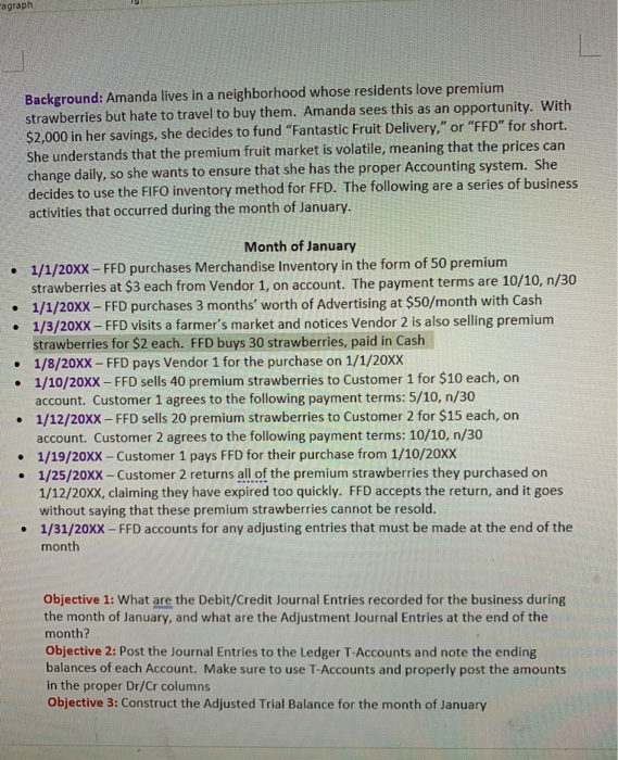 Using the background information and transaction history, please record the journal entries,