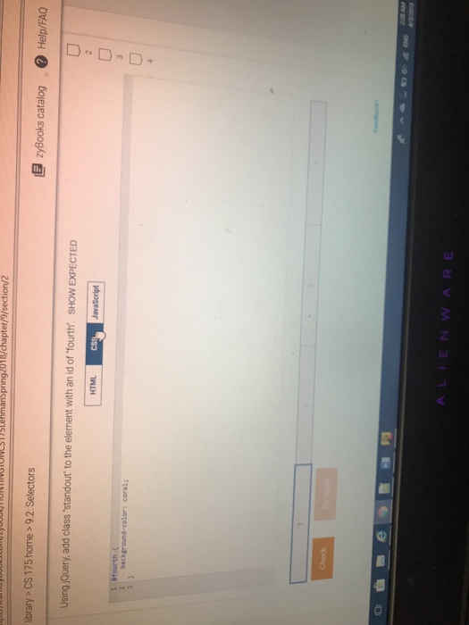 to the element with an id of fourth. SHoW E ALIENWARE