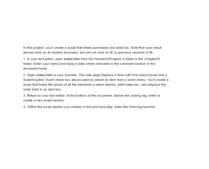 In this project, you'll create a script that totals purchases and