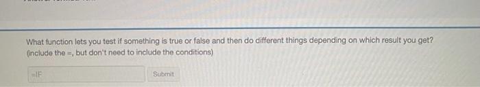  What function lets you test if something is true or false