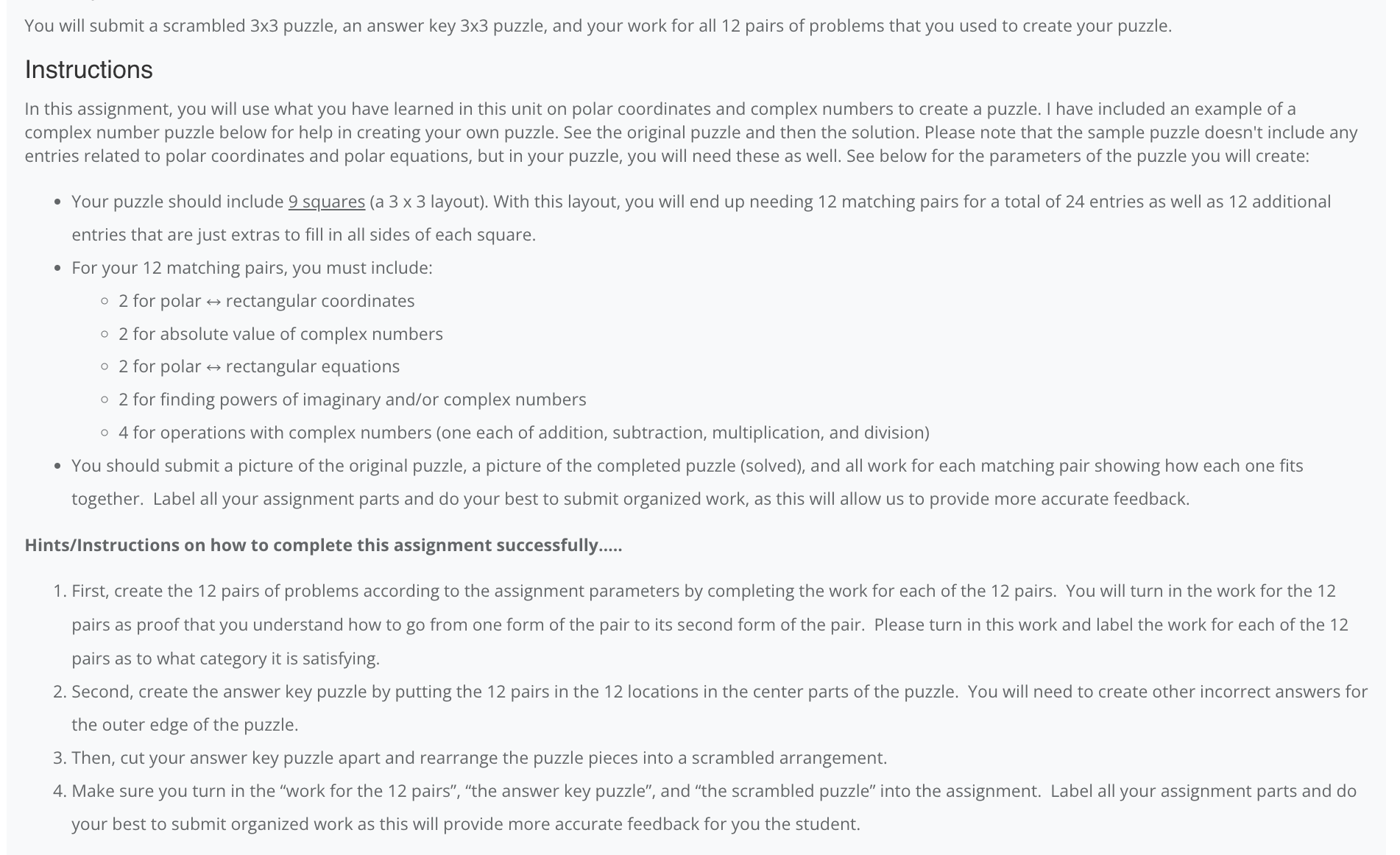  You will submit a scrambled 33 puzzle, an answer key 33
