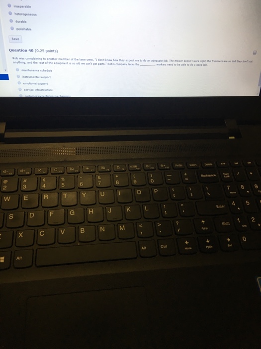 Question 37 (0.25 points) In countries like the United States, services have