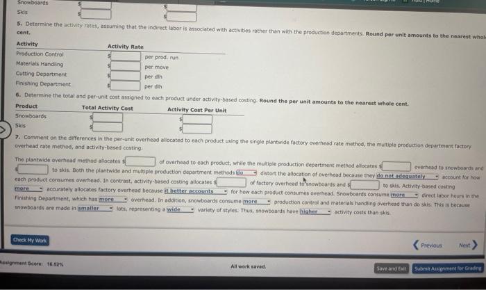 overhed is $435,000 and $735,000 for the Cutting and finishing departments, respectively.