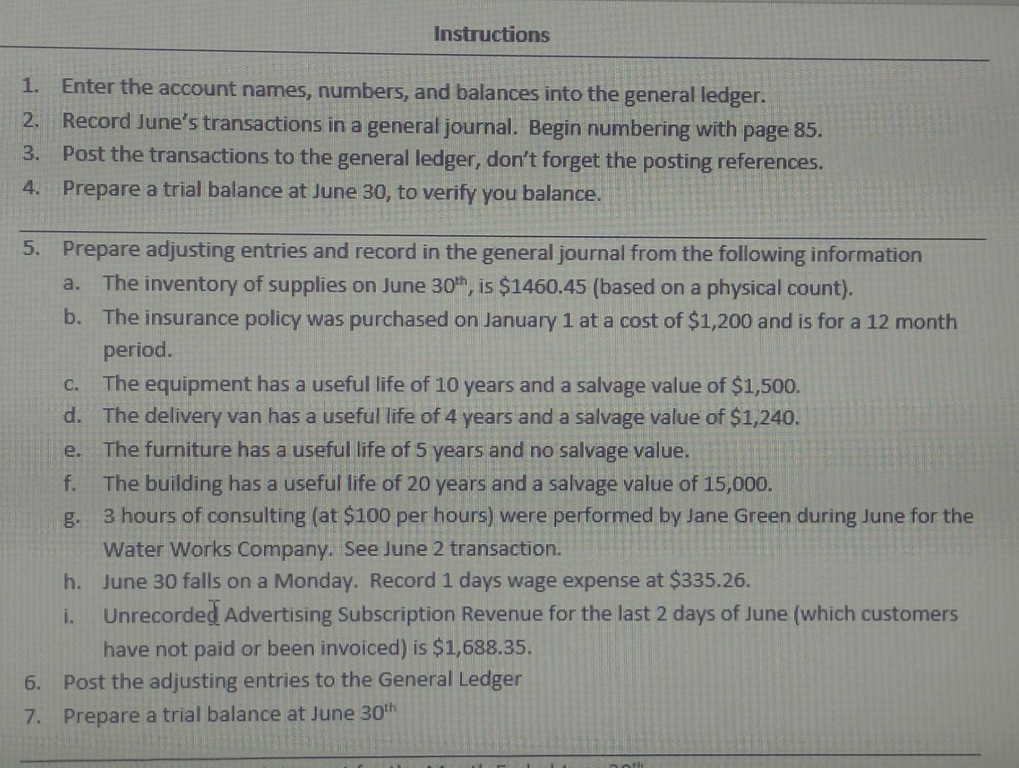 and balances for June 1, 20xx for The Right Approach, an advertising