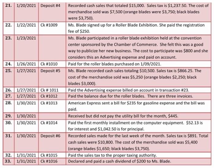 for the month of January, Record all adjusting entries on January 31,