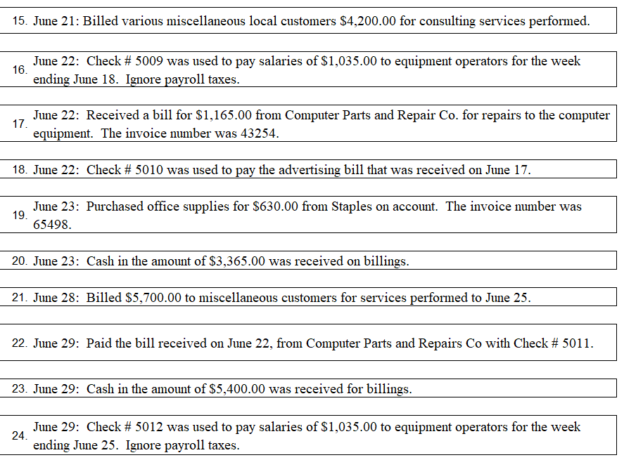 8742 Transaction Description of transaction June 1: Hudson Bloom invested $161,336.00 cash