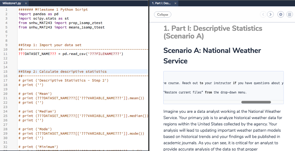 I need assistance with the script. Theres are several steps. 1. Part
