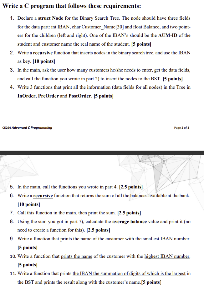 In C language not C++ or C#, please stick with requirements, thanks!