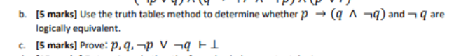  Solve 2c Prove:,, b. [5 marks] Use the truth tables method
