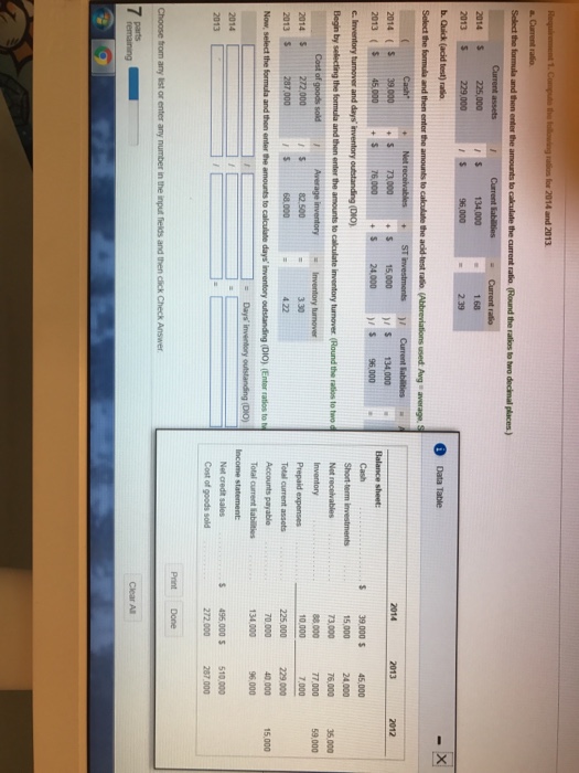  Days inventory outstanding ? Select the formula and then enter the