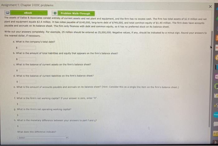  Assignment 1: Chapter 3 EOC problems ebook Problem Walk-Through The accets