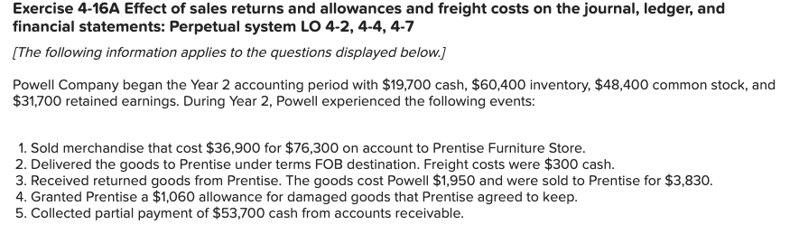 on the journal, ledger, and financial statements: Perpetual system LO 4-2,4-4, 4-7