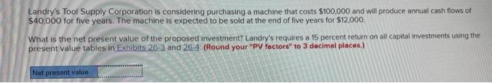 $100,000 and will produce annual cash flows of $40,000 for five years.
