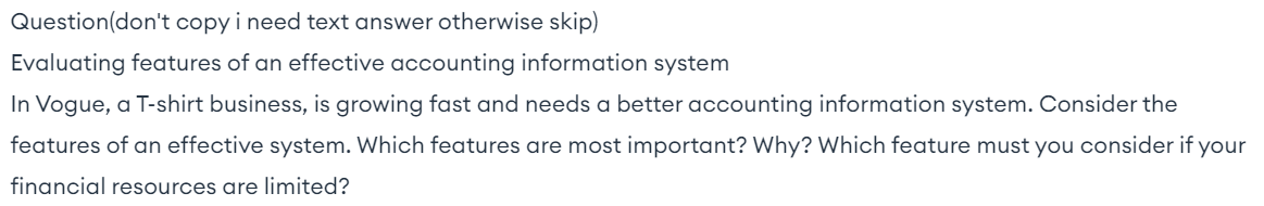 Question(don't copy i need text answer otherwise skip) Evaluating features of