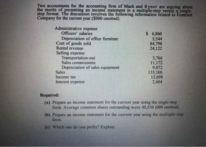  please prepare single step and multiple step income statements in a