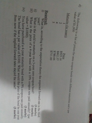 pattens of forward rates: Year Forward rate 4% 5% 5.5% If one