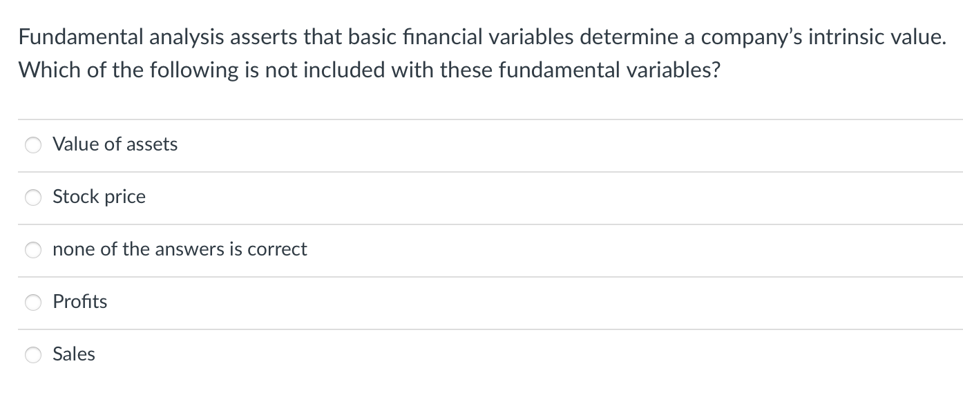 Fundamental analysis asserts that basic financial variables determine a company's intrinsic