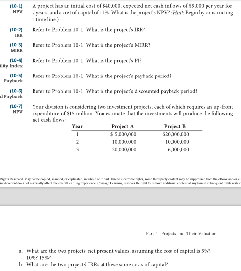 I need help with 10-1 tthrough 10-7!!! please show work. A project