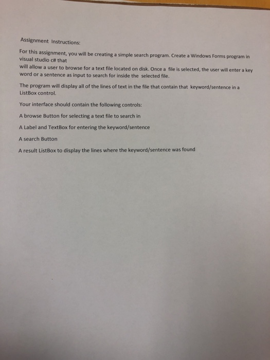  Implement the following in visual studio c#. Create a windows form