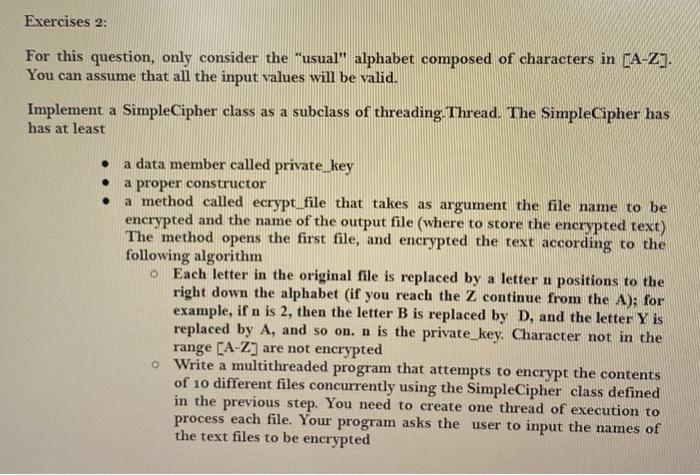 in python Exercises 2: For this question, only consider the usual" alphabet