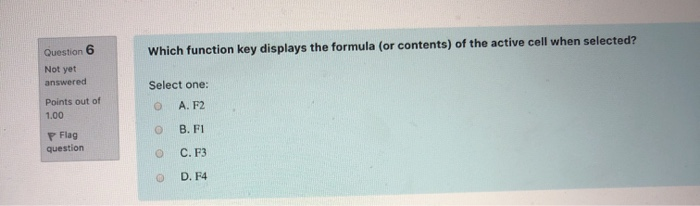 Not yet answered 22. Points out of 1.00 P Flag question Select