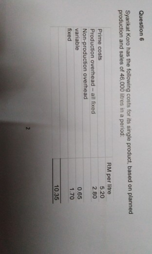  a) prepared a profit statement for the period using absorption costing.