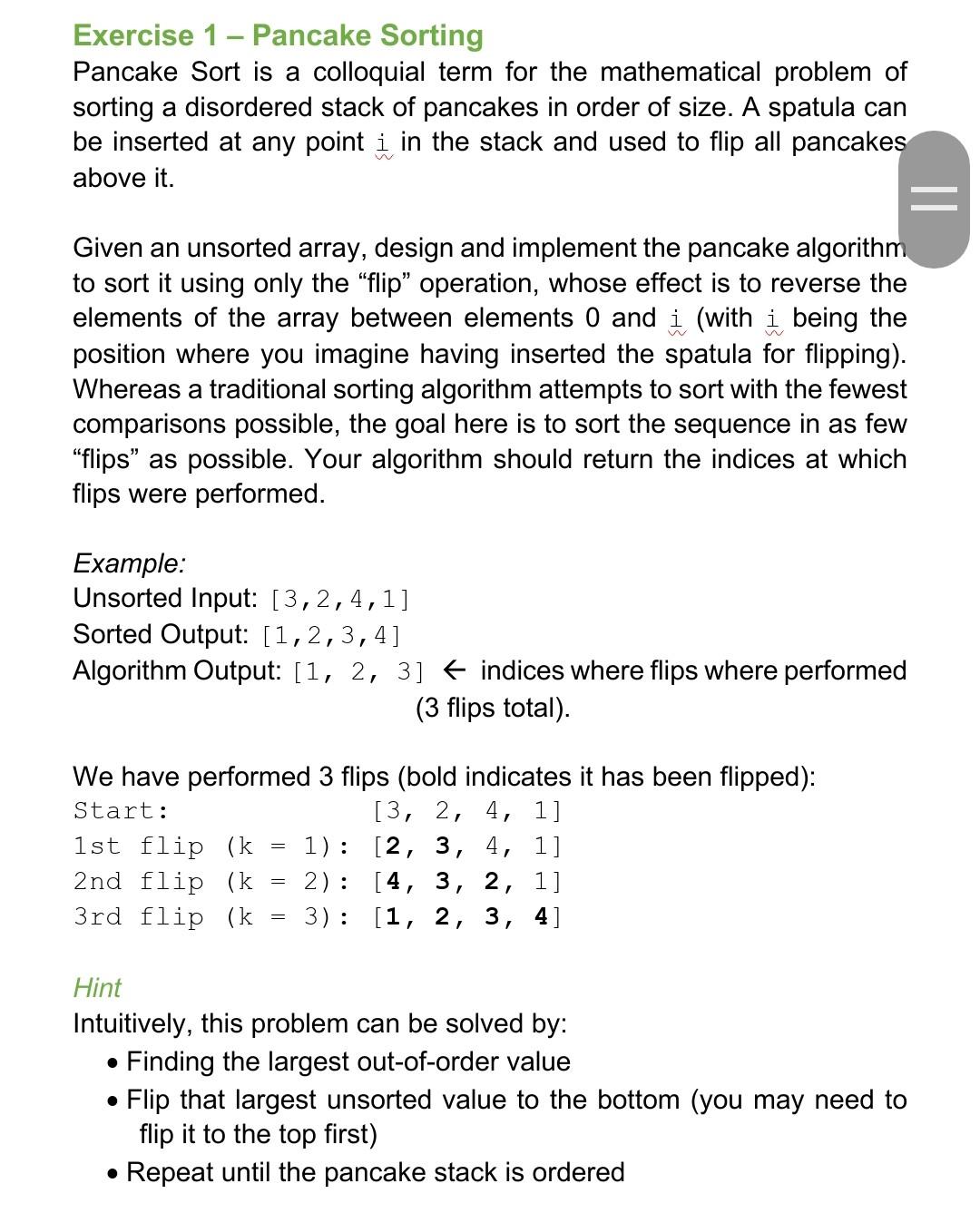  Hi how to do this in python Exercise 1 -Pancake Sorting
