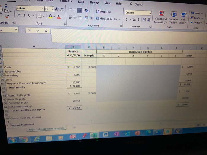 amounts in the tows of the following table in a way that