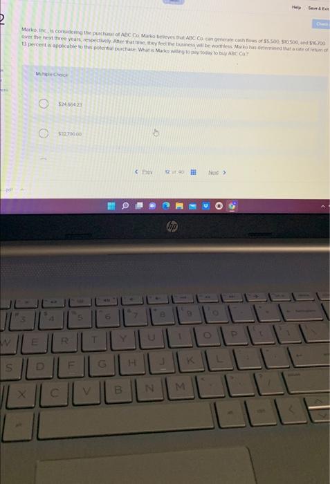  W S Help Save & Ext Che Marko, Inc, is considering