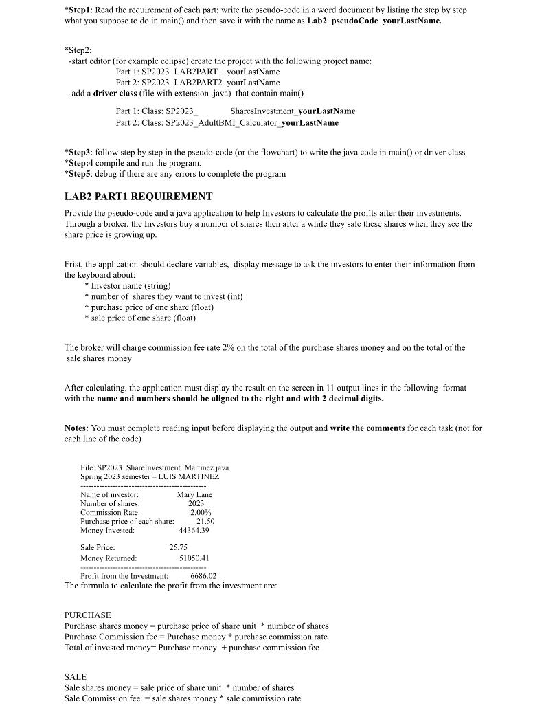 Please help me with this lab. And write a pseudo code in