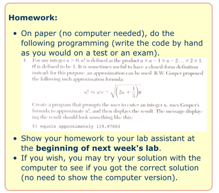  please the code? Homework: On paper (no computer needed), do the