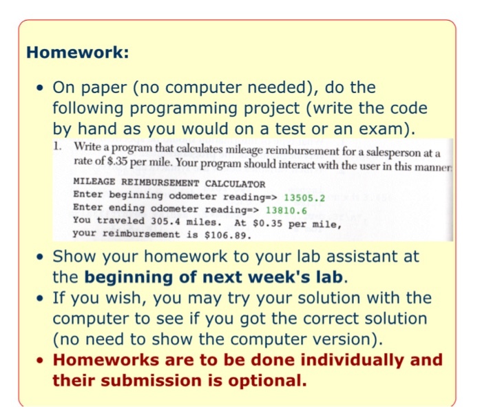 following programming (write the code by hand as you would on a