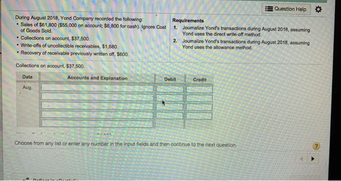 following: Sales of $61,800 ($55,000 on account; $6,800 for cash). Ignore Cost