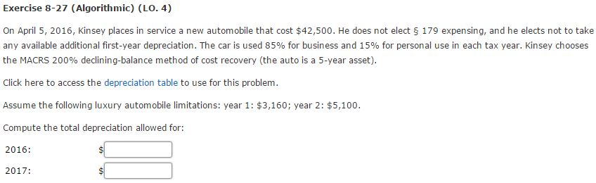 he converted the house to rental property. Complete the items below. If
